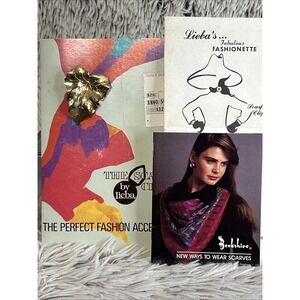 Vintage Lieba Scarf Clip Original Design Books 1980 Gold Leaf  Fashion Retro